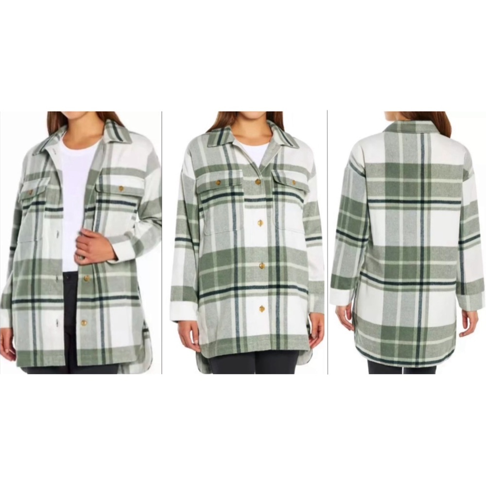 BANANA REPUBLIC Green and White Plaid flannel Oversized Fit